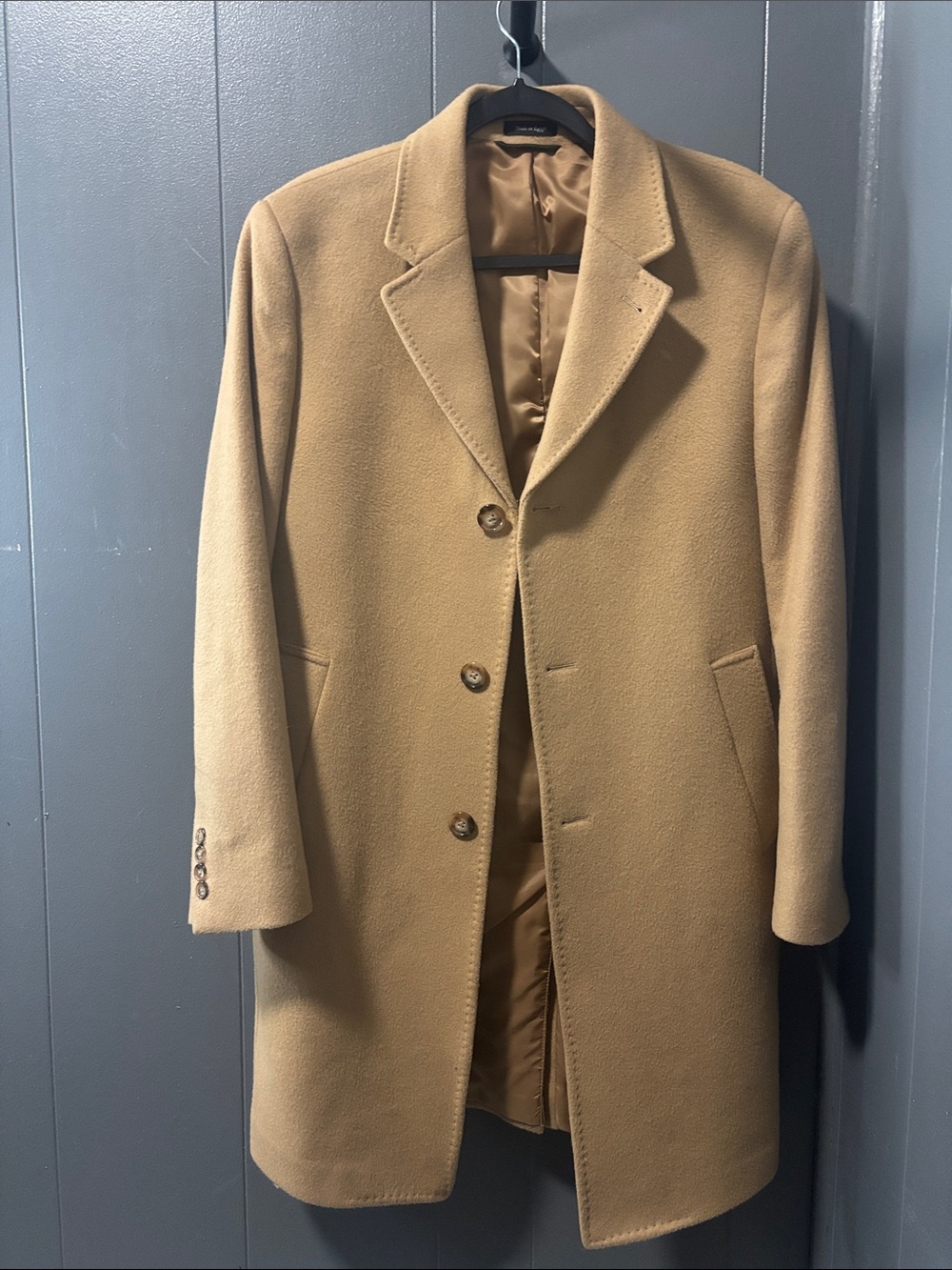 Ralph Lauren Camel Wool Button-Front Pea Coat